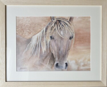 Malarstwo zatytułowany „Mustang aquarelle” autorstwa Odile Grimaud, Oryginalna praca, Akwarela