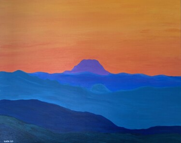 Peinture intitulée "Montagne bleue" par Violette Guardia Decoin, Œuvre d'art originale, Acrylique Monté sur Châssis en bois