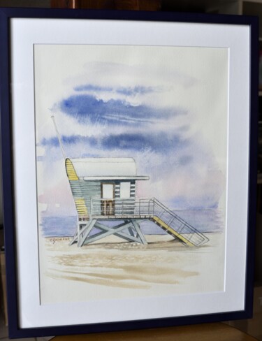 Disegno intitolato "Leucate" da Odile Grimaud, Opera d'arte originale, Acquarello
