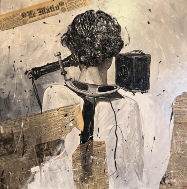 Peinture intitulée "La téléphoniste " par Bdv, Œuvre d'art originale, Acrylique