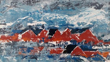 Schilderij getiteld "Atmosphère Norvégie…" door Eve Paradowski, Origineel Kunstwerk, Acryl Gemonteerd op Frame voor houten b…