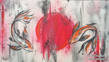 绘画 标题为“Peinture carpe koï…” 由Cédric Vignon, 原创艺术品, 丙烯 安装在木质担架架上