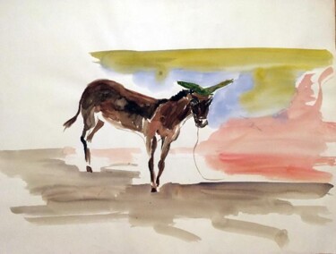 Schilderij getiteld "Ane-au-bonnet" door Patrick Tubaro, Origineel Kunstwerk, Aquarel
