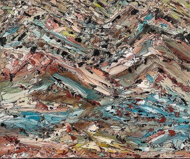 Malerei mit dem Titel "CHAINES DE MONTAGNES" von Yammes, Original-Kunstwerk, Acryl