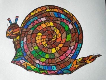 Disegno intitolato "ESCARGOT" da Yammes, Opera d'arte originale, Fibra tessile