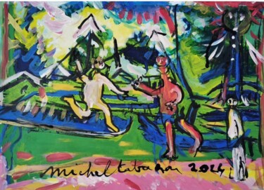 Peinture intitulée "kwakwaka'wakw dance" par Michel Tabanou, Œuvre d'art originale, Acrylique