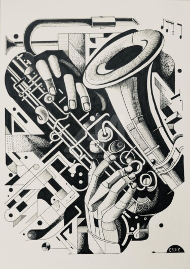 Drawing titled " Cuivres et percuss…" by Esdez, Original Artwork, Paper