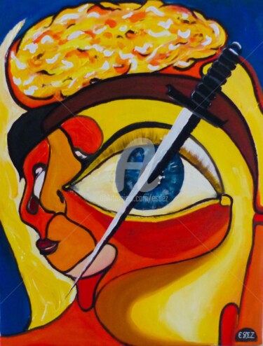 Painting titled "Nous cheminons Caïn…" by Esdez, Original Artwork, Fabric