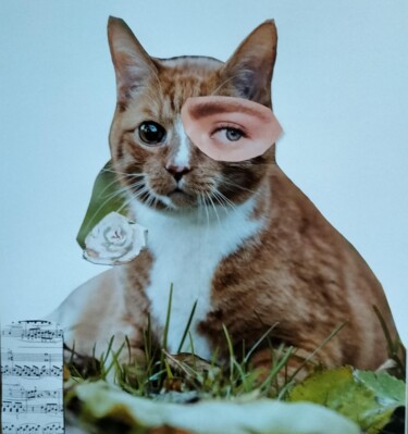 Κολάζ με τίτλο "FEMME CHAT" από Lielie Sellier, Αυθεντικά έργα τέχνης, Κολάζ