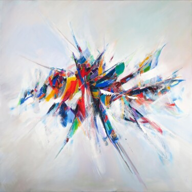 DRAPEAUX TIBÉTAINS -Peinture Ζωγραφική με τίτλο "DRAPEAUX TIBÉTAINS…" από Gérard Esquerre, Αυθεντικά έργα τέχνης, Ακρυλικό Τοποθετήθηκε στο Ξύλινο φορείο…