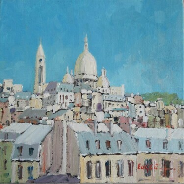 Pittura intitolato "Les toits de Paris" da Philippe Euger, Opera d'arte originale, Olio