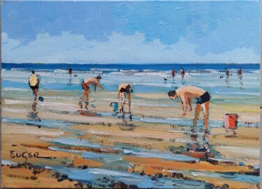 Schilderij getiteld "Basse mer à Cabourg…" door Philippe Euger, Origineel Kunstwerk, Olie