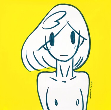Painting titled "Blanco Venus Yellow" by Takeru Amano, Original Artwork, Acrylic