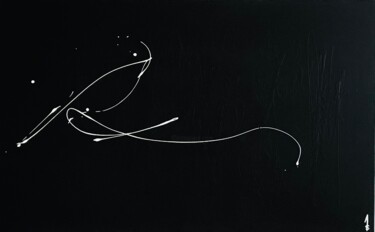 L'envol suspendu (Série noire n°2) Peinture intitulée "L'envol suspendu (S…" par Audrey Steiner, Œuvre d'art originale, Acrylique Monté sur Châssis en bois