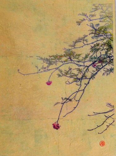 Collages titled "sorbier des oiseaux…" by Fabian Da Costa, Original Artwork, Collages