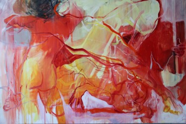 제목이 "He kissed her plump…"인 미술작품 Sarah Knill-Jones로, 원작, 기름 나무 들것 프레임에 장착됨