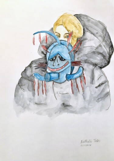 Drawing titled "THE ONE WHO FEELS B…" by Nathalie Talec, Original Artwork, Watercolor