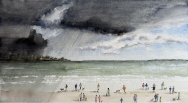 Peinture intitulée "Temps de chien" par Gabrielle, Œuvre d'art originale, Aquarelle