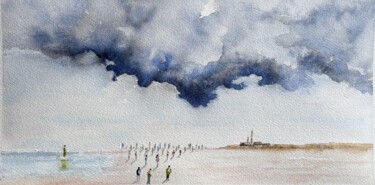 Peinture intitulée "en chemin vers le n…" par Gabrielle, Œuvre d'art originale, Aquarelle