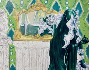 Painting titled "Ton reflet solitaire" by Alice Goudon, Original Artwork, Fabric