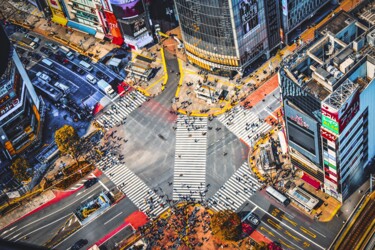 Printmaking titled "Shibuya crossings" by Pascal Potier, Original Artwork, Aluminium