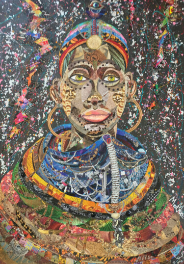 Mrs. Cambell Collages titled "Mrs. Cambell" by Moira Mcainsh, Original Artwork, Collages Mounted on Wood Stretcher frame