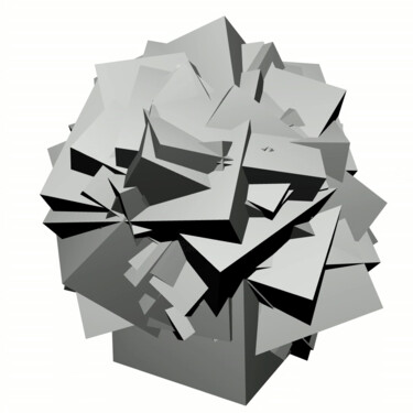 Drawing titled "N weightless cubes…" by Alain Longuet, Original Artwork