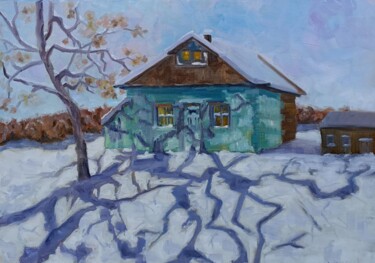 Painting titled "La maison verte " by Amélie Romet, Original Artwork, Oil