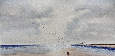 Peinture intitulée "S'évader" par Gabrielle, Œuvre d'art originale, Aquarelle