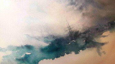 图画 标题为“Tempête -Tirage d'a…” 由Jean-Michel Bregeras, 原创艺术品, 水彩 安装在铝上