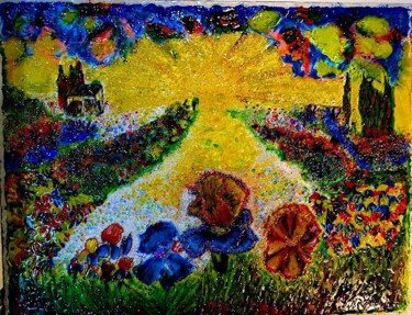 Peinture intitulée "ChampIris2" par Danart, Œuvre d'art originale, Résine