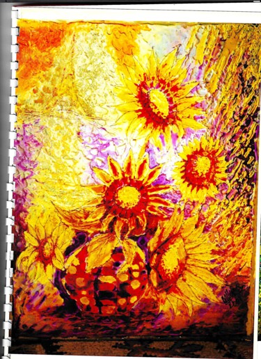 Peinture intitulée "Tournesols 001" par Danart, Œuvre d'art originale, Résine