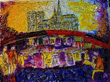 Peinture intitulée "Bouquiniste2" par Danart, Œuvre d'art originale, Résine