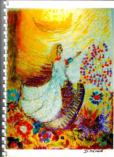 Peinture intitulée "Musicienne 001" par Danart, Œuvre d'art originale, Résine