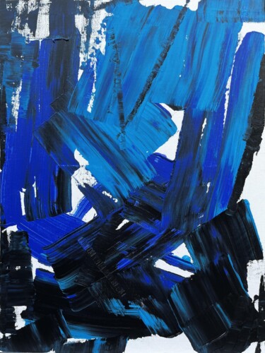 绘画 标题为“Bleu intense” 由Hervé Souffi, 原创艺术品, 丙烯 安装在木质担架架上
