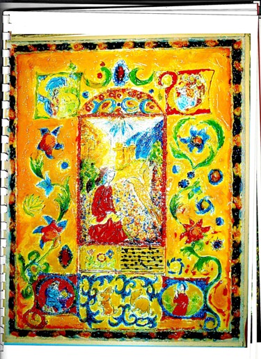 Peinture intitulée "Enluminure 001" par Danart, Œuvre d'art originale, Résine