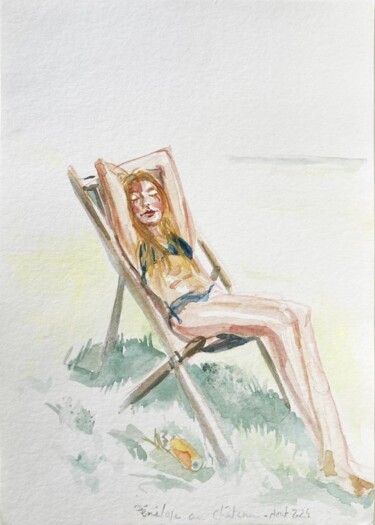 Dessin intitulée "Penelope au Chateau" par Corinthia Dream, Œuvre d'art originale, Aquarelle