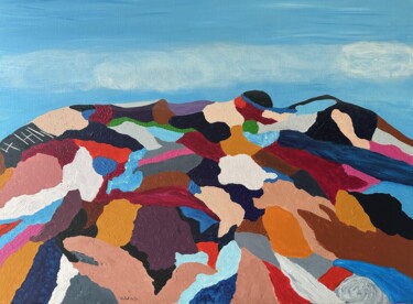 Peinture intitulée "Montagne de vêtemen…" par Violette Guardia Decoin, Œuvre d'art originale, Acrylique Monté sur Châssis en…