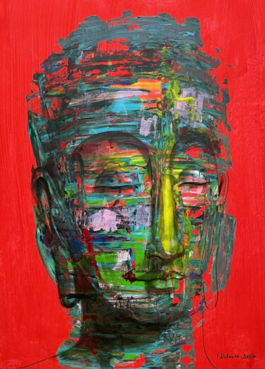 Painting titled "Bouddha" by Fabien Delaube, Original Artwork, Paper