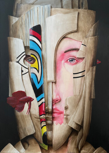 Painting titled "Oujat" by Fabien Delaube, Original Artwork, Acrylic