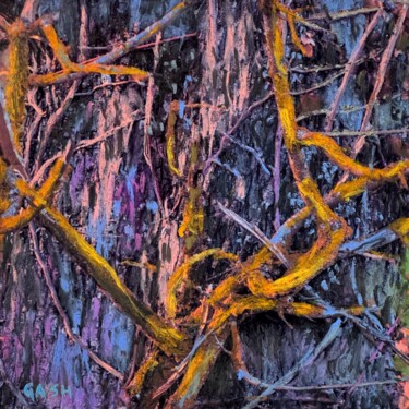 Σχέδιο με τίτλο "Lichen Pathways II" από Ross Gash, Αυθεντικά έργα τέχνης, Λάδι Τοποθετήθηκε στο Χαρτόνι