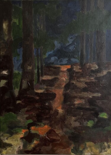 Painting titled "forêt nuit" by Julie Perrin, Original Artwork, Acrylic