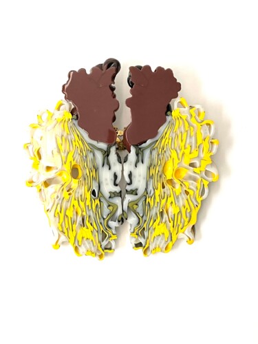 Rorschach revisité jaune et brun Escultura intitulada "Rorschach revisité…" por Audrey Steiner, Obras de arte originais, Plástico