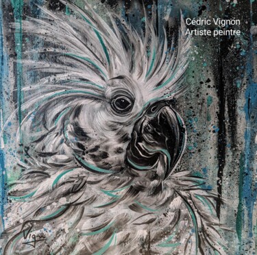 绘画 标题为“Peinture cacatoès a…” 由Cédric Vignon, 原创艺术品, 丙烯 安装在木质担架架上