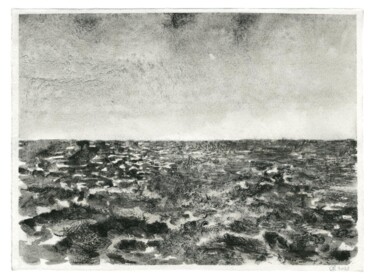 Disegno intitolato "Horizon, mer baltiq…" da Yann Bagot, Opera d'arte originale, Inchiostro
