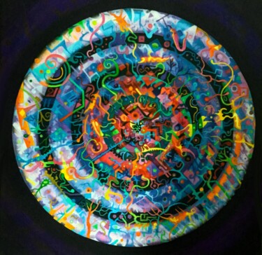 Peinture intitulée "Mandal-one" par Christophe Challier, Œuvre d'art originale, Huile
