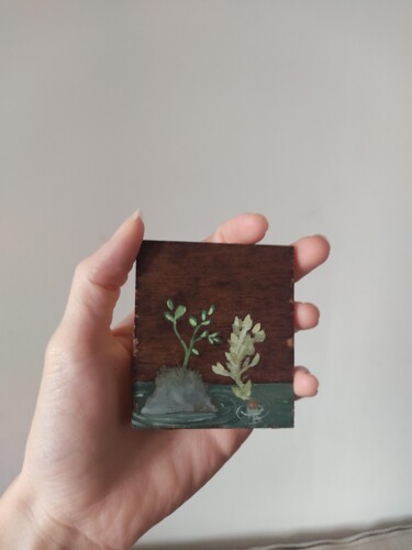 Pintura intitulada "Horloge végétale " por Lucie Postel, Obras de arte originais, Óleo