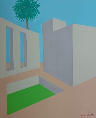 Painting titled "Green Life" by Mireille Cuche, Original Artwork, Acrylic Mounted on Wood Stretcher frame