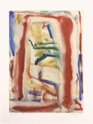 Printmaking titled "Red memorial" by Kitikong Tilokwattanotai, Original Artwork, Monotype