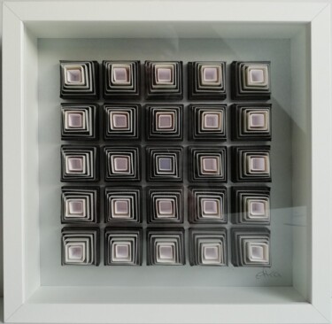 雕塑 标题为“De cube en cube” 由Efka, 原创艺术品, 纸 安装在其他刚性面板上